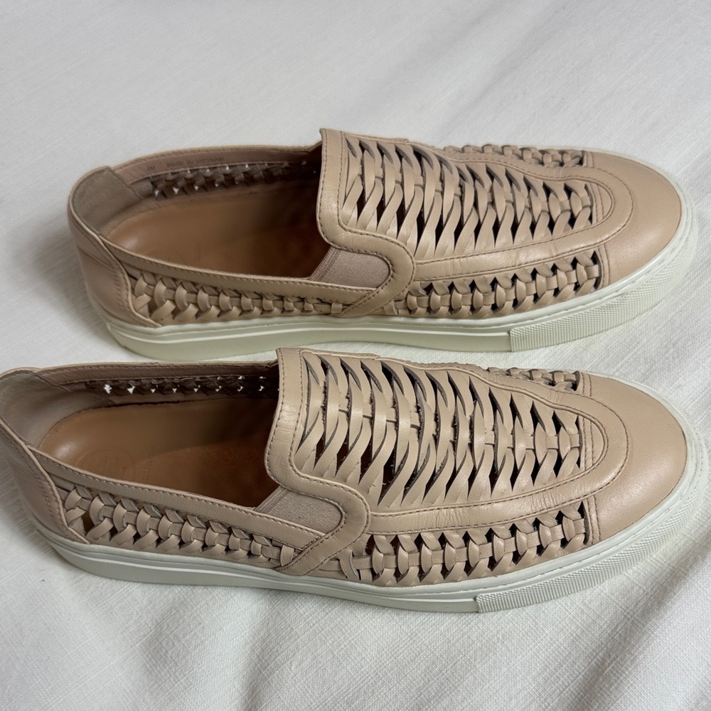 Tory Burch Beige Woven Slip-On Loafers